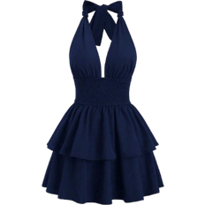 Shein Elegantes Einfarbiges Kleid mit Geraffter Taille - Y2K Outfit