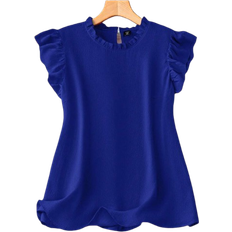 Shein Plus Size Ruffle Hem Office Shirt - Solid Color