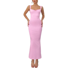 Shein Women's Backless Bow Decoration Dress - Pink