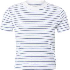 Lee Dam T-shirts Lee Cropped Tee - Vit Indigo Randig