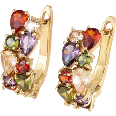 Shein 1pair Gorgeous Monalisa Colorful Cubic Zirconia Paved Elegant Trendy Round Decor Earrings Luxury Party Jewelry For Women