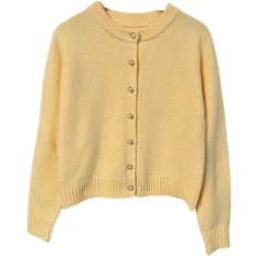 Shein Damen Rundhals-Langarm Single-Breasted Minimalistischer Eleganter Strickjacke, Herbst & Winter