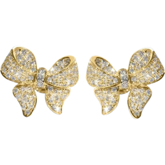 Shein Pair Copper Inlaid Cubic Zirconia Bowknot Earrings