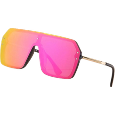 Linser Shein 1pc New Style Unisex Ocean Large Frame With Double Rivets And One-Piece Blue Lens Sunglasses, Fashionable, Trendy Personalized With Letter F, Suit