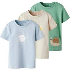 Tøj Name It T-shirt - Creme De Mente/Peyote/Ce - Lyseblå/Smaragd/Hvid