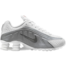 Nike Shox R4 Big Kids' Shoes - White/Metallic Silver