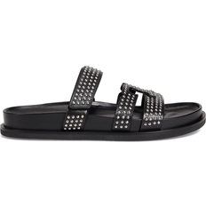 Tory Burch Ines Leather Triple-Band Sport Slide Sandals - Perfect Black
