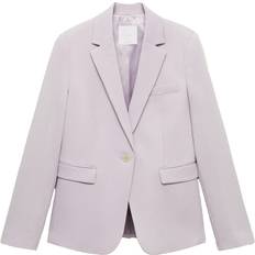 Purple - Women Blazers Mango Fitted Suit Jacket - Light/Pastel Purple