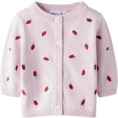 Pink Trøjer Børnetøj Name It Broderet Strikket Cardigan - Light Lilac