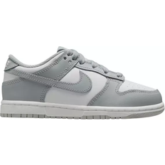 Gråa Basketskor Barnskor Nike Dunk Low PS - White/White/Light Smoke Grey
