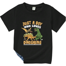Dinosaurs Tops Shein Toddler Boys Casual Dinosaur Printed Letter Cartoon Short Sleeve TShirt Summer
