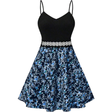 Shein Womens Casual Floral Patchwork Strap Dress