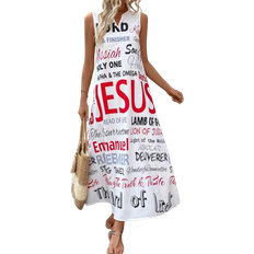Shein Womens Sleeveless Fashionable Summer Dress With Notched VNeck And Printed Design