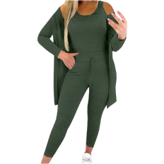 Shein Damen Outfit 3 Teilen Langärmeliger Offener Jacket with Tunnelzug Print