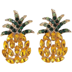 Shein 1pair New Fashion Creative Pineapple Stud Earrings For Women's Summer Beach Accessories