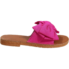Shein Women Anti-slip Bow Decor Flat Sandals, Vacation Summer Polyester Slide Sandals