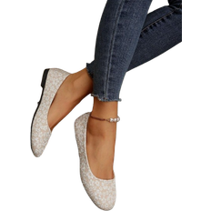 Shein Women Floral Pattern Ballet Flats, Fashionable Outdoor Fabric Flat Shoes