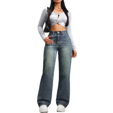 Shein Lässige Verwaschen-Retro Jeans - Geradem Bein