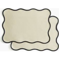 H&M Med Tungekant 45 x 33 2-pak Dækkeserviet Sort, Beige (45x33cm)