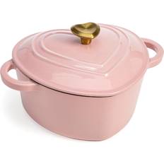 Paris Hilton Enameled Cast Iron Dutch Oven Heart-Shaped Pot with Lid 4-Quart Pink with lid 0.98 gal