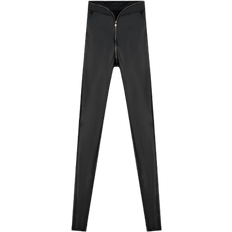 Úchè Zipper Detail Leather Pants - Black