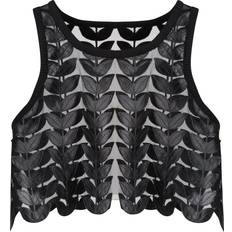 Úchè The Leather Leaf Crop Top - Black
