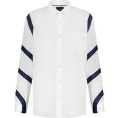 Úchè Denim Spiral Long Sleeve Shirt - White/Blue