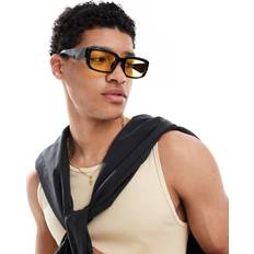 Only & Sons Rectangle Sunglasses with Yellow Lens Black