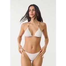 Brown - Women Bikinis Stradivarius Trim Detail Bikini Top - White/Brown