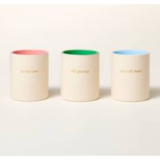 Kate Spade 3ct Ceramic Jar Gift Set Cream Green Pink Blue Candle