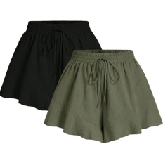 Shein Plus Solid Color Shorts With French Ruffle Hem