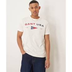 Beige T-shirts Gant Gräddvit T-shirt Med Amerikansk Flagglogga - Vit/A