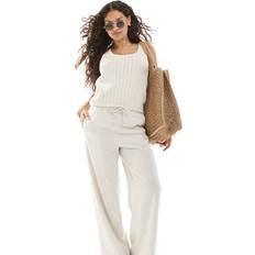 Only Petite Linen Mix Pull On Trousers - Stone