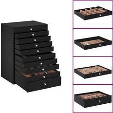 Black Jewellery Storage vidaXL Schmuckkästchen 10-Schichten mit Uhrenhaltern - Schwarz