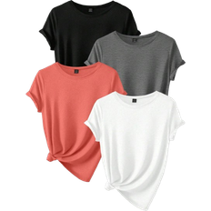 Shein Damen Große Größen Rundhals Kurzarm Lässig T-Shirt Einfarbig, Sommer