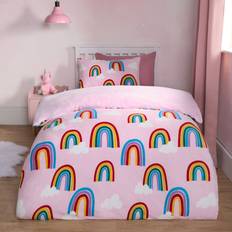 OHS Rainbow Print Fleece Set, - Single Duvet Cover Pink (200x135cm)