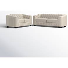Willa Arlo Interiors Veans Modern Giant Velvet 2-Piecce Living Room Set (2 pcs) Sofa 82" 5 Seater