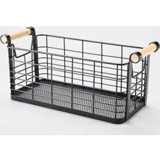 Brightroom Small Rectangular Wire Natural Wood Handles 13.75 x 6 x 6 in Basket 13.8"