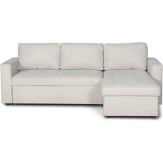 Sovesofa med chaiselong og opbevaring Nimara Sinus Beige Vendbar Med Chaiselong Og Opbevaring Sofa 228cm