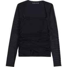 Abercrombie & Fitch The A&F Ava Long Sleeve Mesh Top Black