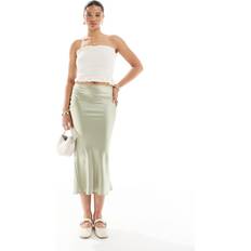 Green Skirts New Look Women's Bias Cut Satin Midi Skirt - Sage Green