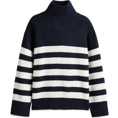 H&M Finstrikket Trøje Med Turtleneck - Blå