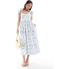 French Connection Serenity Dale Crepe Midi Dress - Cream/Blue