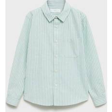 Green Shirts Mango Linen Striped Shirt - Green