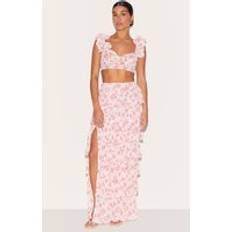 PrettyLittleThing Petite Multi Floral Ruffle Maxi Skirt - Multi
