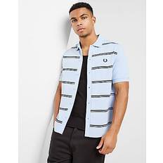 Fred Perry Polo Shirts Fred Perry Horizonal Stripe Button Pique Polo Shirt - Blue