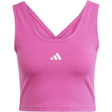 Dam - Rosa Linnen adidas Essentials Small Logo Cotton Lifestyle Linne - Semi Lucid Fuchsia/White