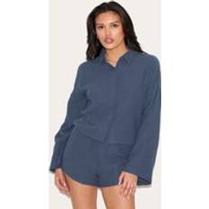 PrettyLittleThing Oversized Button Up Shirt - Dark Blue