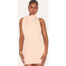 PrettyLittleThing High Neck Cowl Backless Bodycon Dress - Natural
