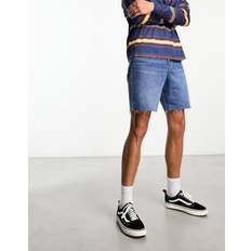 Denimshorts Med Vide Ben I Mellemvask - Blå